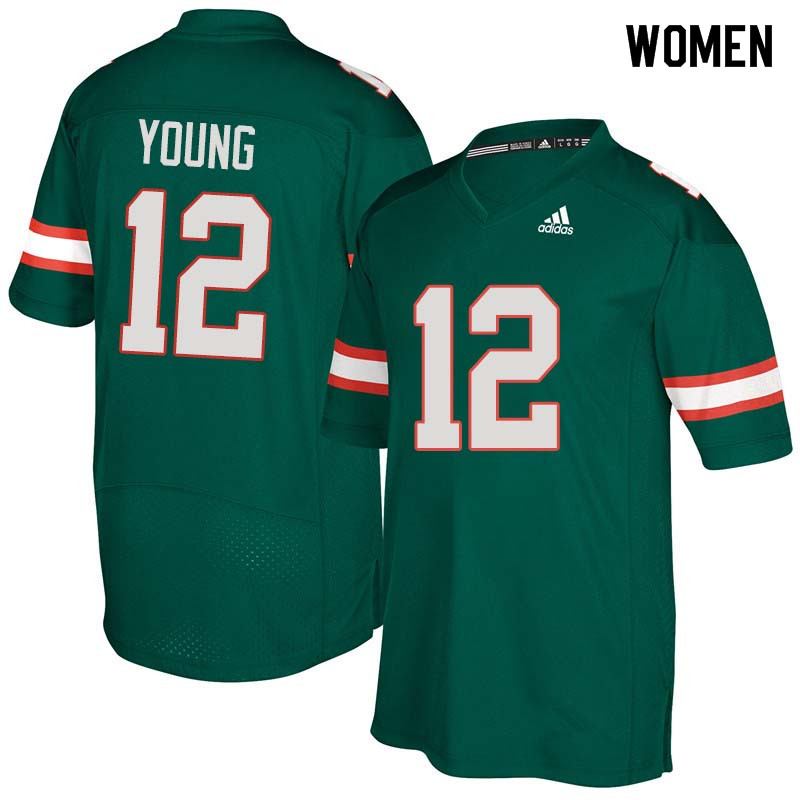 Women Miami Hurricanes #12 Malek Young College Football Jerseys Sale-Green